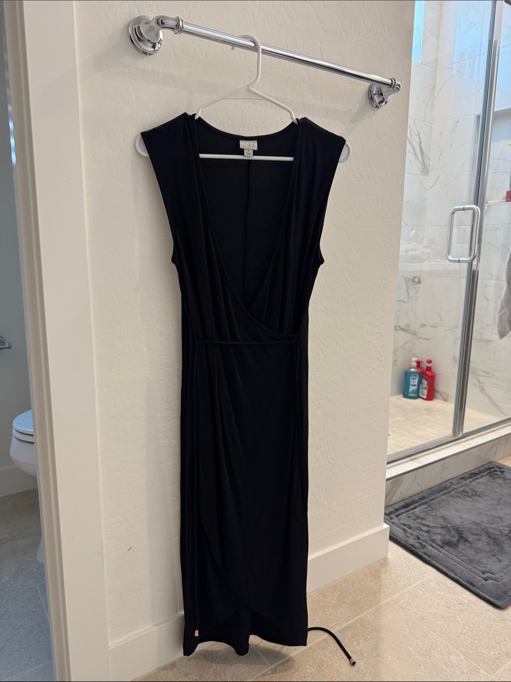 Sleeveless Black Midi Wrap Dress